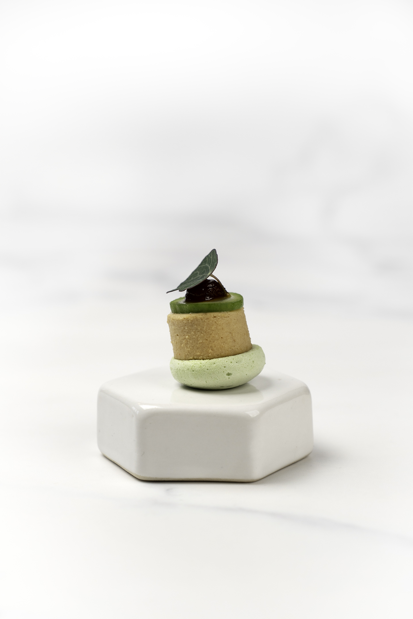 Amuse-bouche of gado gado, runner beans, and soy sauce